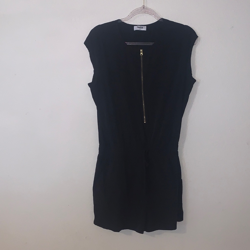 Katfish Beachwear Black Jumper Pockets Zip Up Elastic Waist